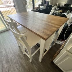 White Island Style Table (wooded With Steel Shelves)