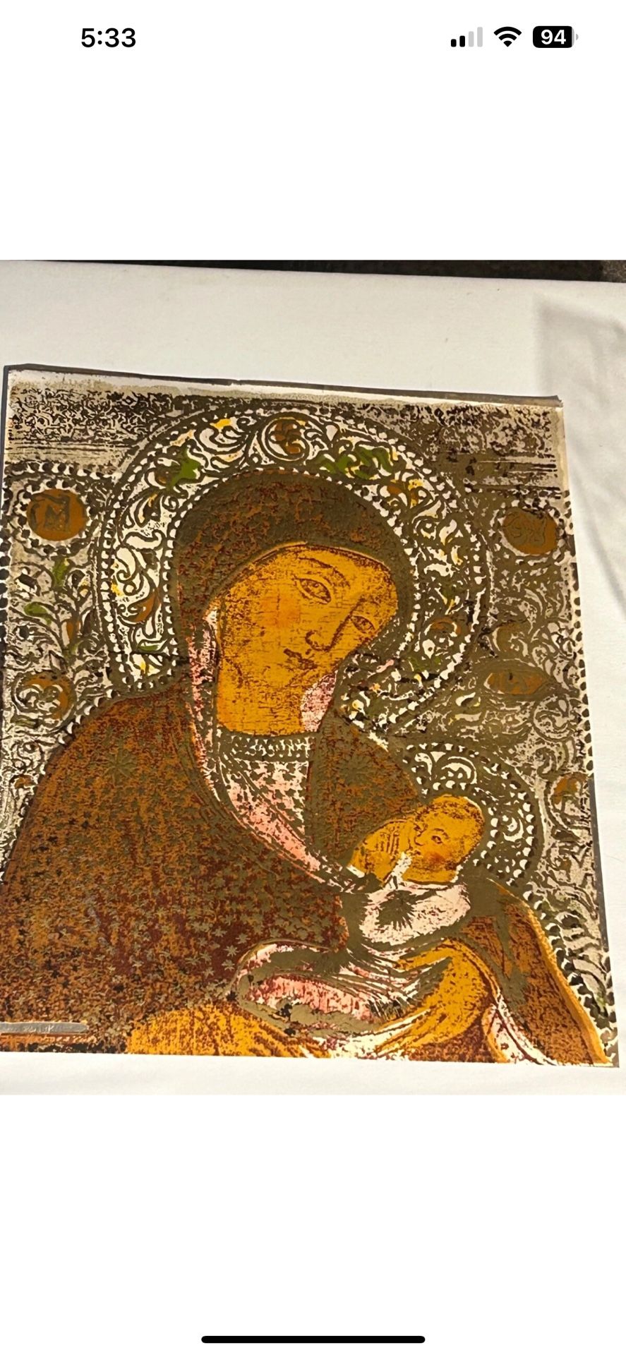 MADONNA AND CHILD PAINTING ON 800 SILVER