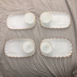 Vintage Anchor Hocking Classic Snack Set 4 Piece 