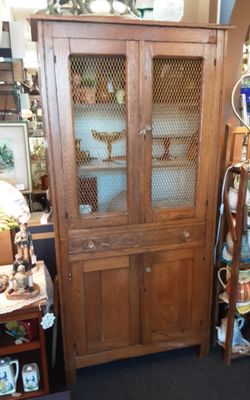 Antique Primitive Oak Pie Safe- Located in Shelton