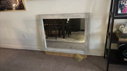 Large Wall Mirror with Rustic Wood Frame