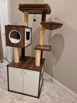 Cat tower w litter box cabinet