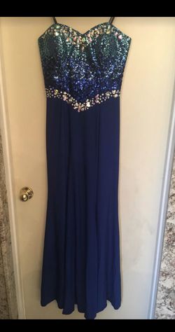 Strapless royal blue dress