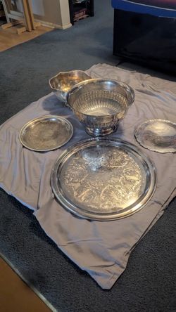 Beautiful plated silver trays & bowls