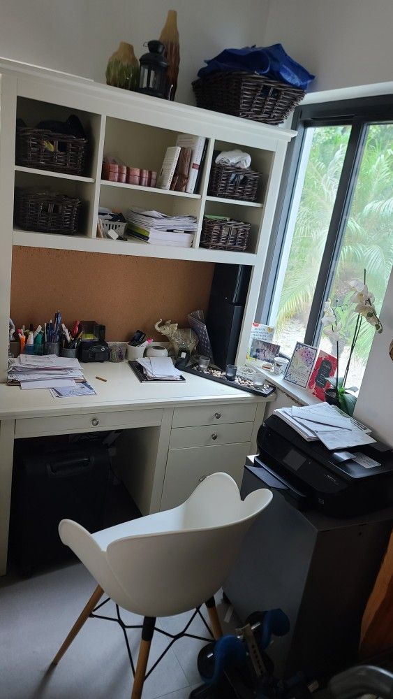White Desk With Hutch 50inch