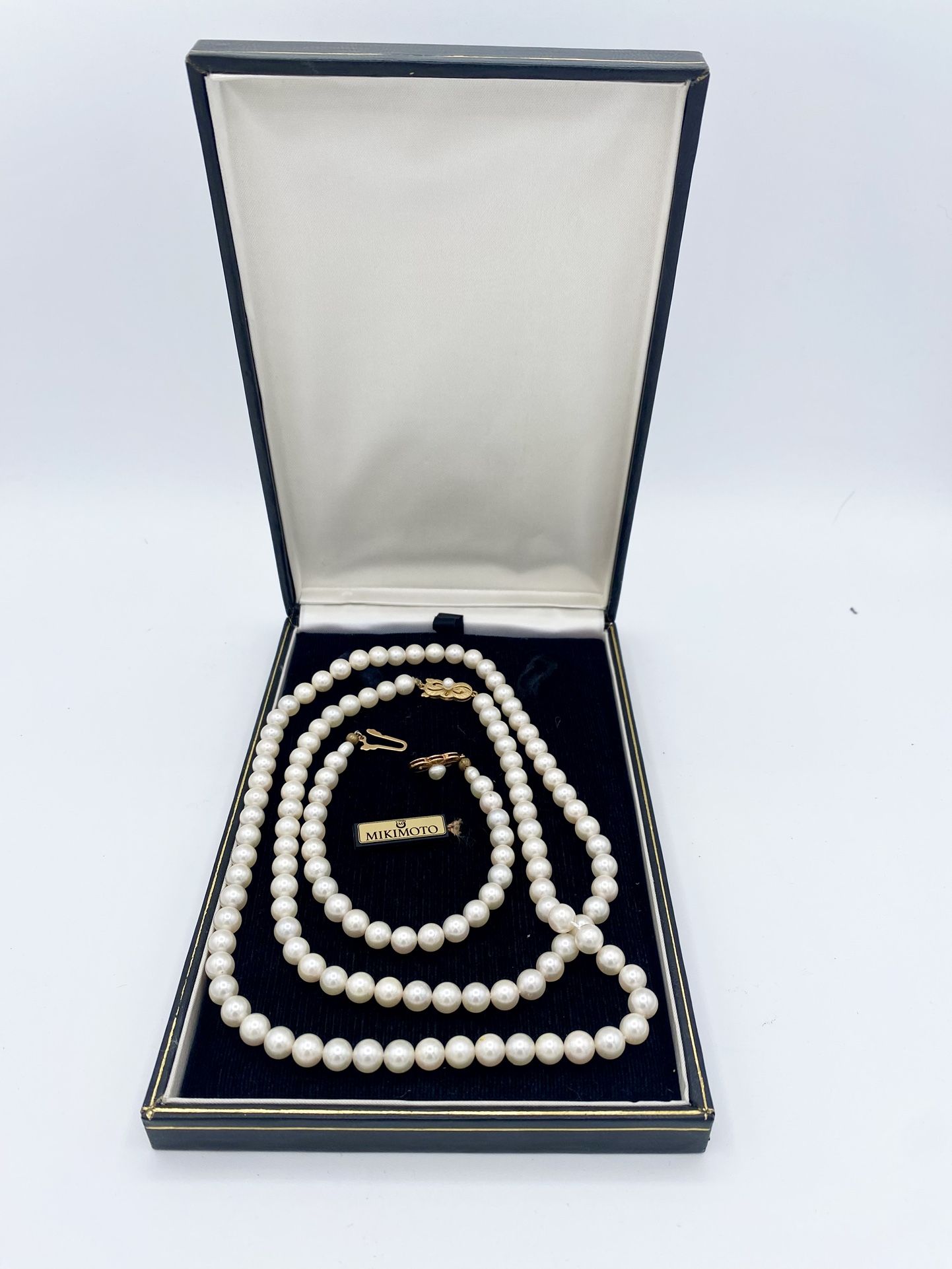 Mikimoto 7x6.5mm Akoya Pearl Necklace & Bracelet Set 18K Yellow Gold Clasps