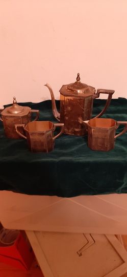  Art Deco SILO Quadruple Silver Plate 5 piece Set 