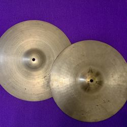 Vintage 14” Zildjian Stamp Hi Hat Cymbals 