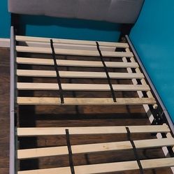 Gray Bed Frame with Headboard – Twin Size