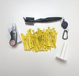 Golf Tees, Divot Tool, Club Brush Cleaner And Rubber Tee
