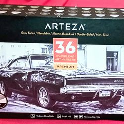 Arteza Grey Tones Brush Markers-36 Ct