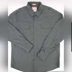 Alexander Julian Men’s XL Utility Button-Up Shirt Olive/grey
