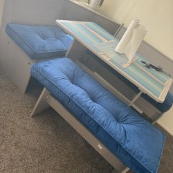 Grey Breakfast Nook W/ Cushions. 