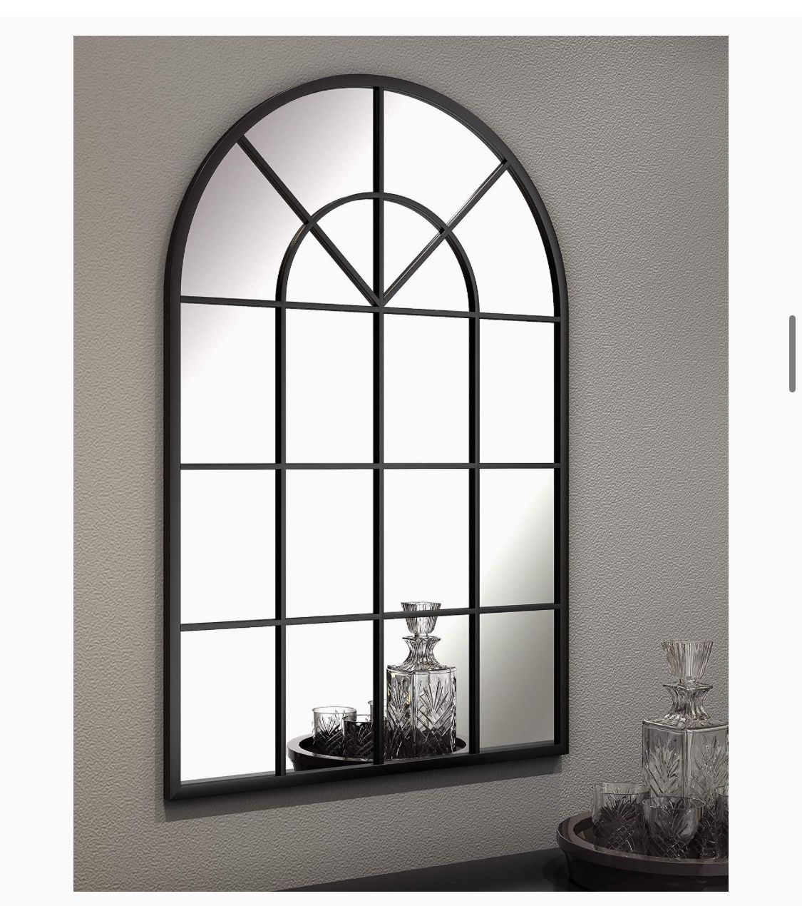 Black Arched Window Wall Mirror 32X46 in