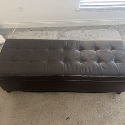 Faux Leather Storage Ottoman 