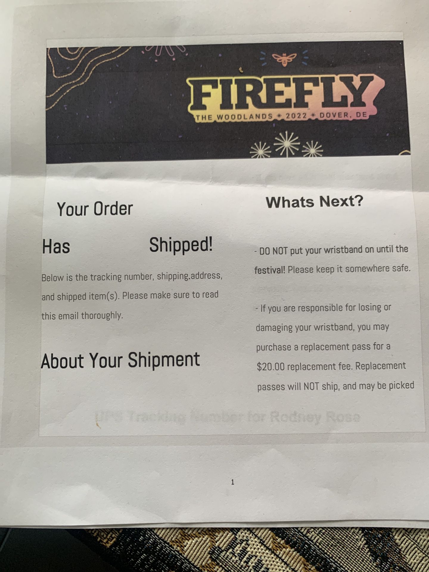 Firefly Tickets Two  General Admission Tickets