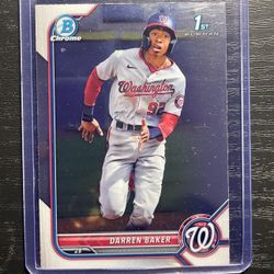 2022 Bowman Chrome Darren Baker 1st Bowman Rookie Baseball Card #BCP-131