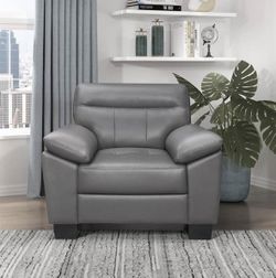 Home Elegance Living Room Large Gray Leather Accent Chair