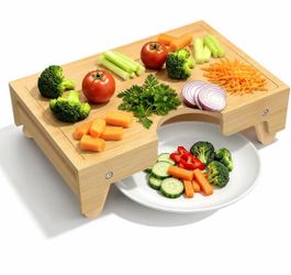 Bamboo Cutting Board with Folding Legs, Elevated Chopping Board for Counter-top, Kitchen Essential for Easy Cut Into Bowl