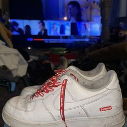 Nike Air Force 1 Low White Supreme Size 10.5 Pre Owned 