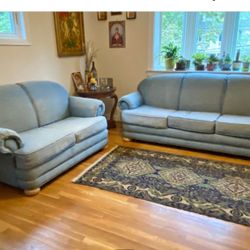 Denim Sofa Set - Couch and Loveseat