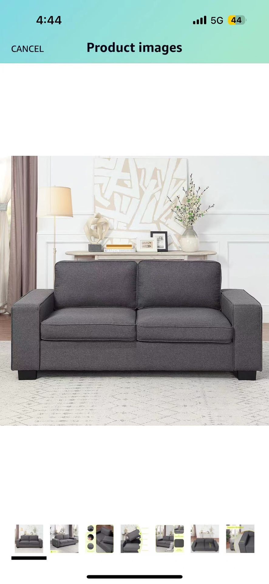 Dark Grey Deep Seat Loveseat Sofa - Oversized Couch for Living Room, Removable Cushions & Easy Assembly  26Dx65Wx27H