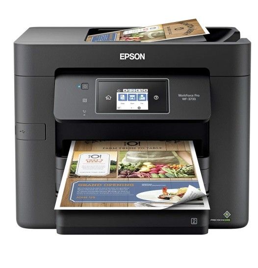 New In Box Espon WORK-FORCE EF-3733 COLOR PRINTER, FAX, COPIER  AND MORE. 