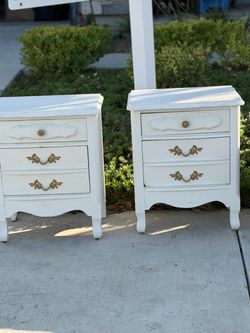 French Provincial Nightstands Pair White