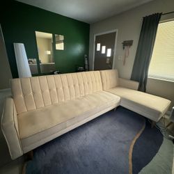 Beige Mid Size Sectional Couch