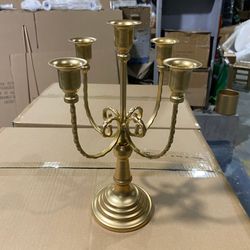 Durable 5-Arm Gold Candelabra Candle Holders  (black)