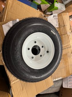 Trailer Tire and White Steel Wheel