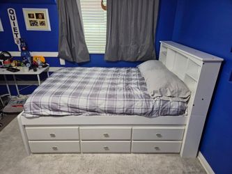 Full size captain bed white