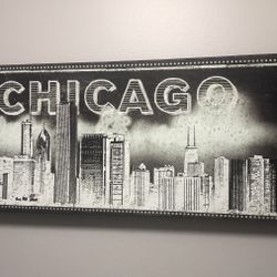 Chicago Skyline Wall Art Canvas (36”W And 12”H)