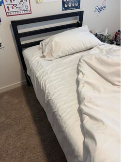 Modern Twin Size bed with mattress and sheets