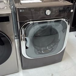 LG 9.0 Cu Ft Cpcty Black Steel Front Loading Gas Dryer W/ Steam Cycle Model # DLGX8901B At $900 Off MSRP!