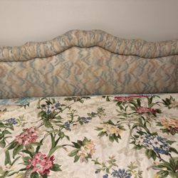 King Bed Padded Headboard, Frame On Wheels , Box Springs, Mattress 