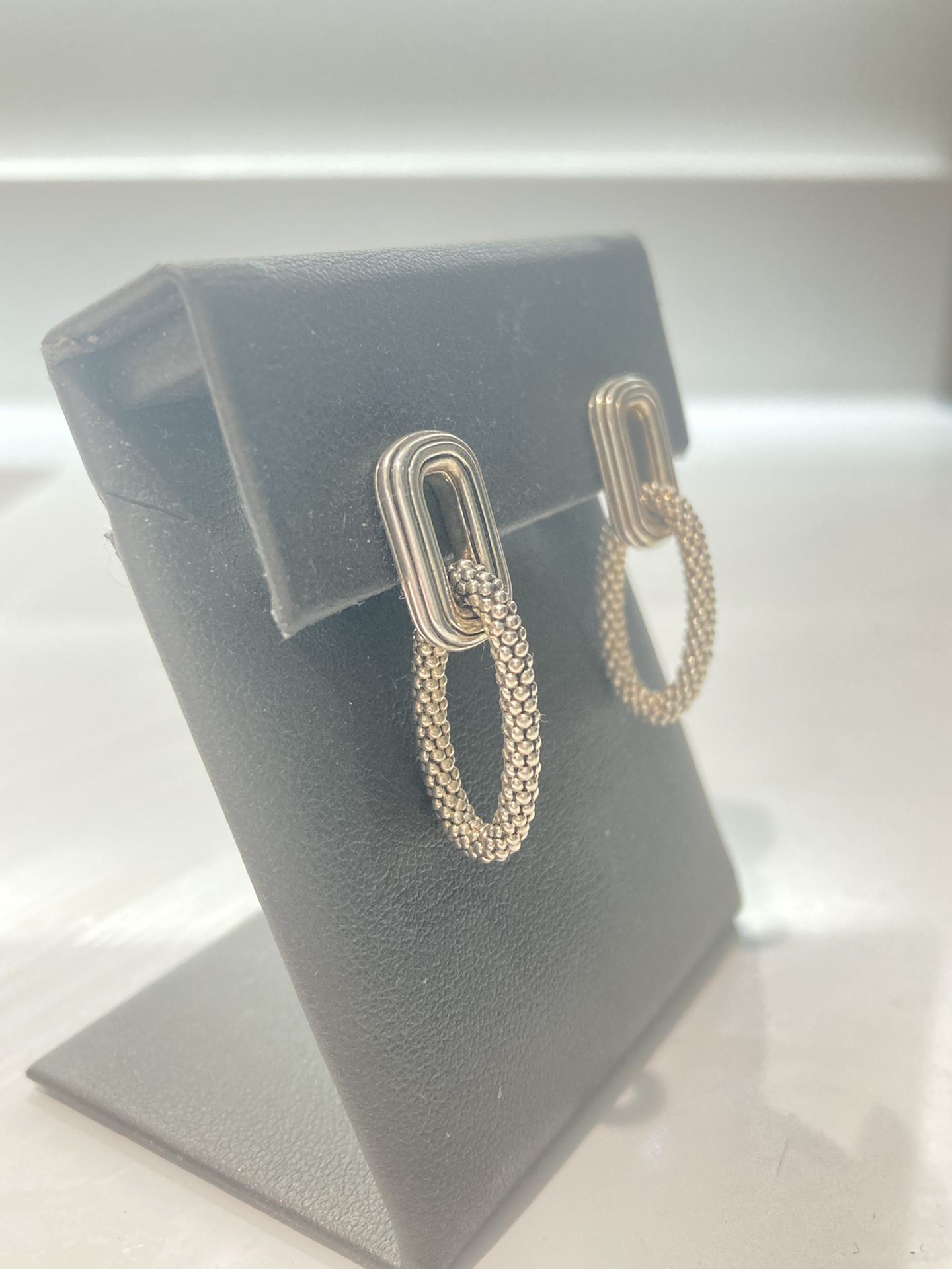 READ Entire ad BEFORE MESSAGING - Lagos Caviar 925 Sterling Silver paper clip fluted Drop Dangle Hoop earrings earring Jewelry $355 Retail