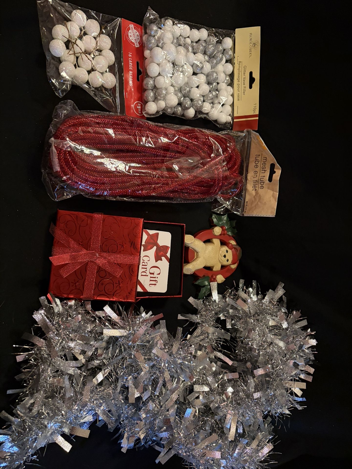 Christmas Craft Supplies- new and used with gift card box