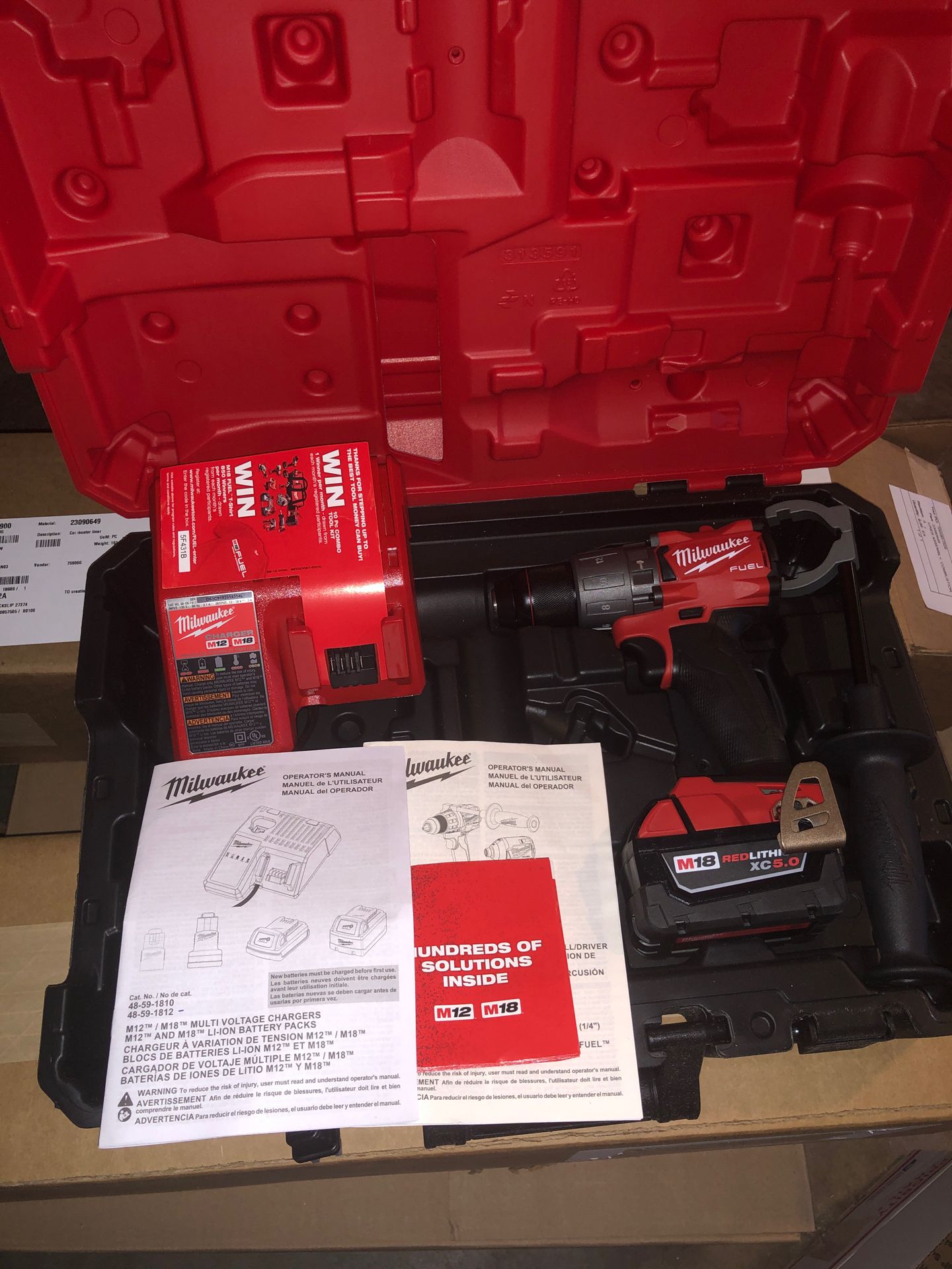Milwaukee M18 2804-20 FUEL 18V 1/2in Hammer Drill Driver One Battery 48-11-1850 and charger