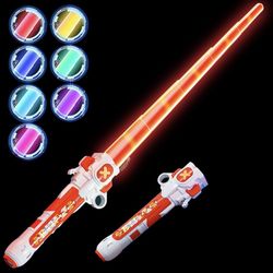 ZIOLAND 2 Pack Light Up Saber Toy, 7 Colors Lightsaber Set For Kids, 2 In 1 Dual Led Sword With FX Sound And Motion Sensitive, Double Bladed USB-C Cha