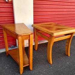 HANDSOME WEDGE END TABLE & LANE FURNITURE END TABLE. EXCELLENT CONDITION! BOTH FOR $95!