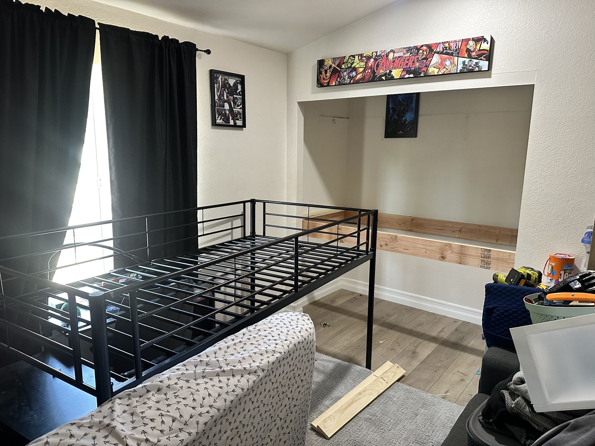 Twin Loft Bed - Shorter Height - Metal - Black