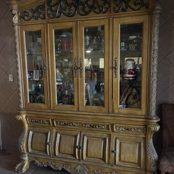 Huge China Cabinet, Table, And Shelf