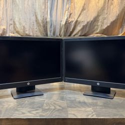 Two ( dual ) LED Backlit HP P223 22” Full HD 1080p DP VGA computer monitors