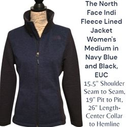 The North Face Indi Fleece Lined Jacket In Navy/Black Women's Medium 