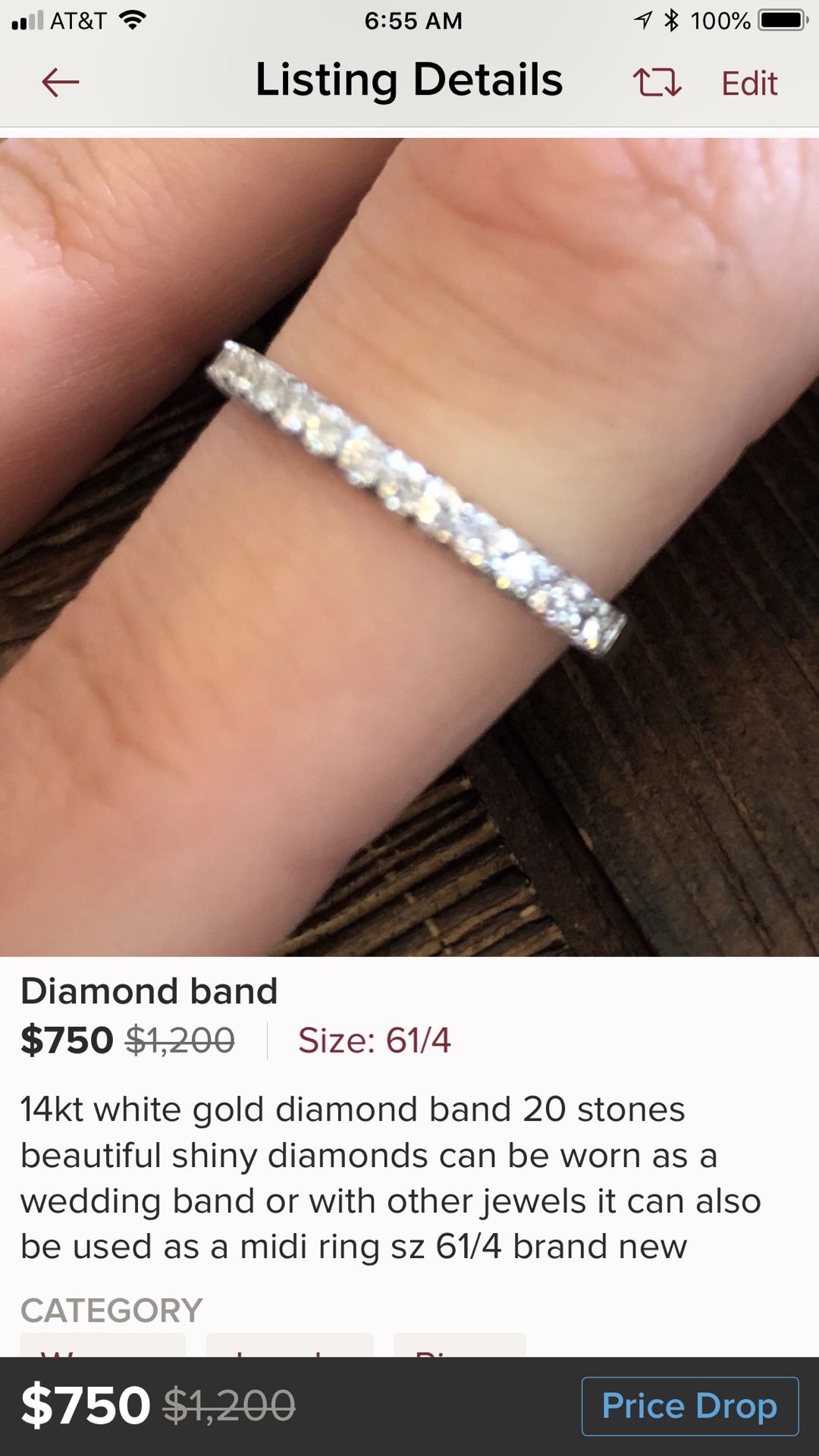 Ladies diamond wedding band