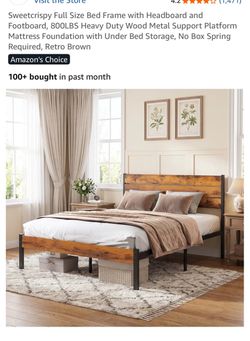 Full size bed frame and mattress