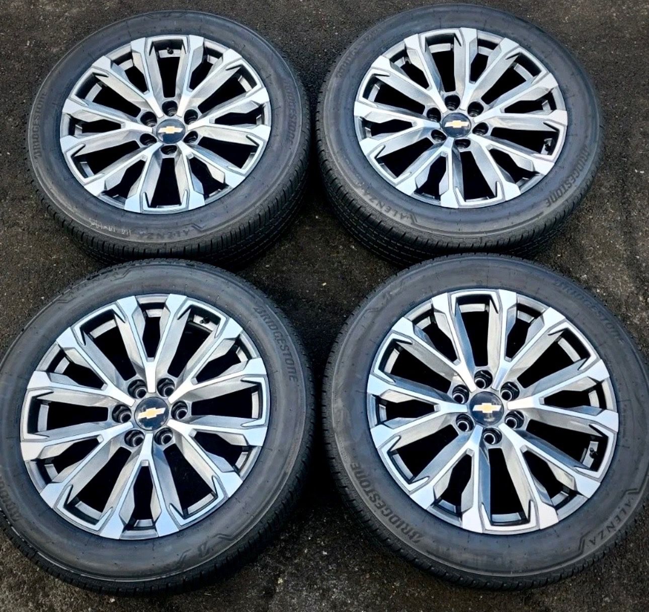 New 22” Inch OEM CHEVROLET Silverado 1500 Tahoe Suburban Wheels Rims 6x139.7 6x5.5 Bridgestone 275/50R22 Tires Hablo Espanol