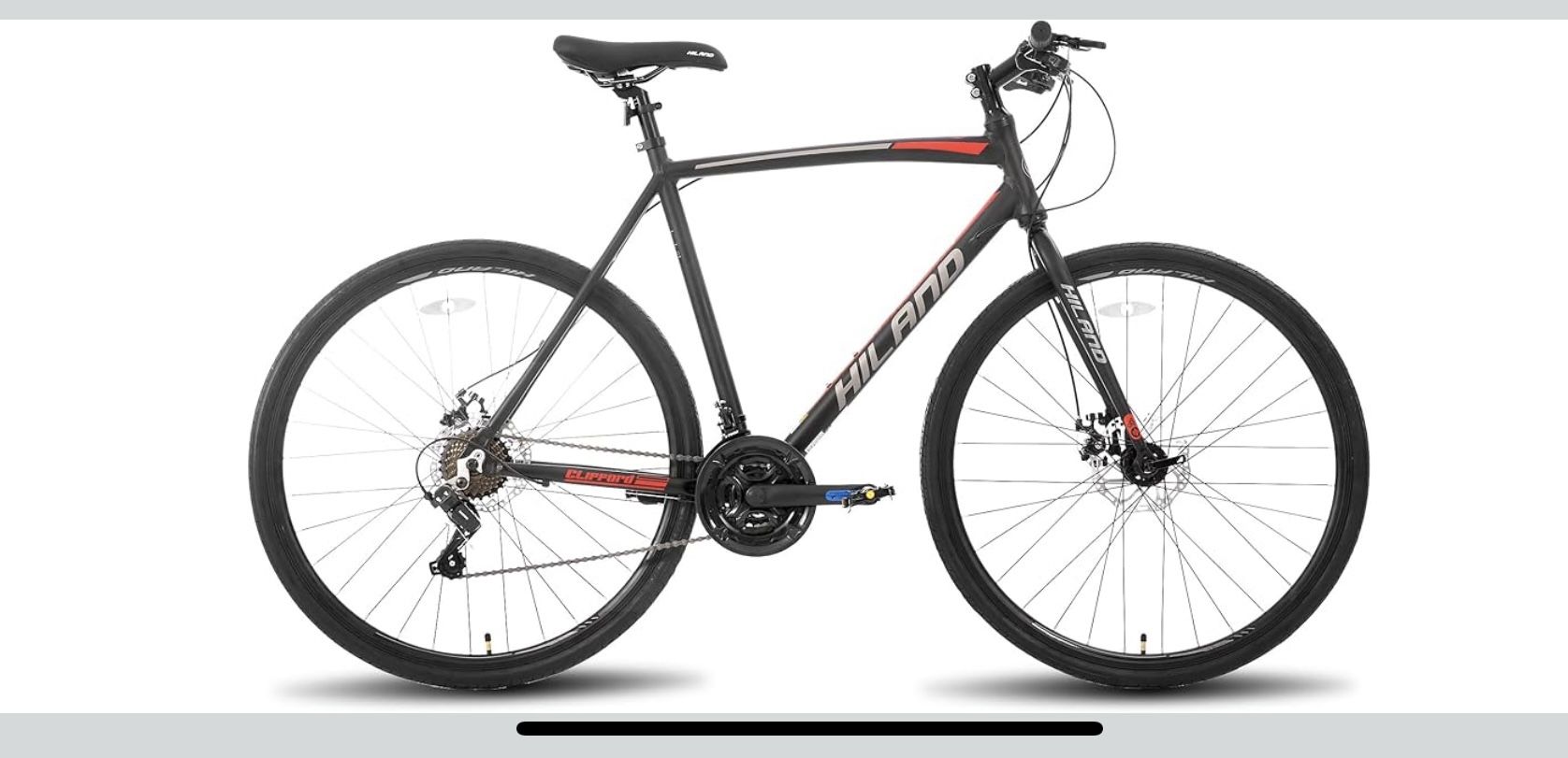 HILAND 700C Road Hybrid Bike, 21 speeds Bikes Urban City Commuter Bicycle with Disc Brake for Men Women Adult Comfortable Bicycle