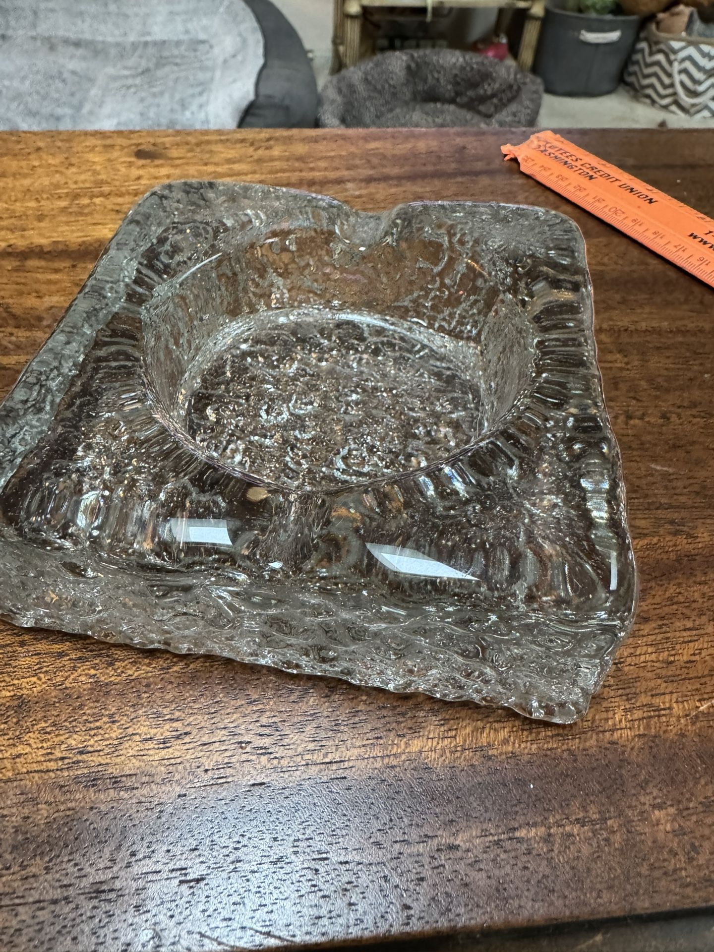 Very Heavy, Vintage Glass Ashtray